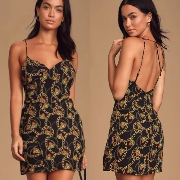 Astr Dresses & Skirts - ASTR THE LABEL Black Chain Reaction Strappy Faux Wrap Mini Dress